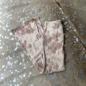 Wide leg tie dye velvet jeans